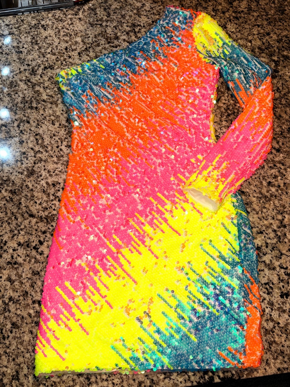 Fashion Nova Neon Multi-Color Sequin Mini Dress